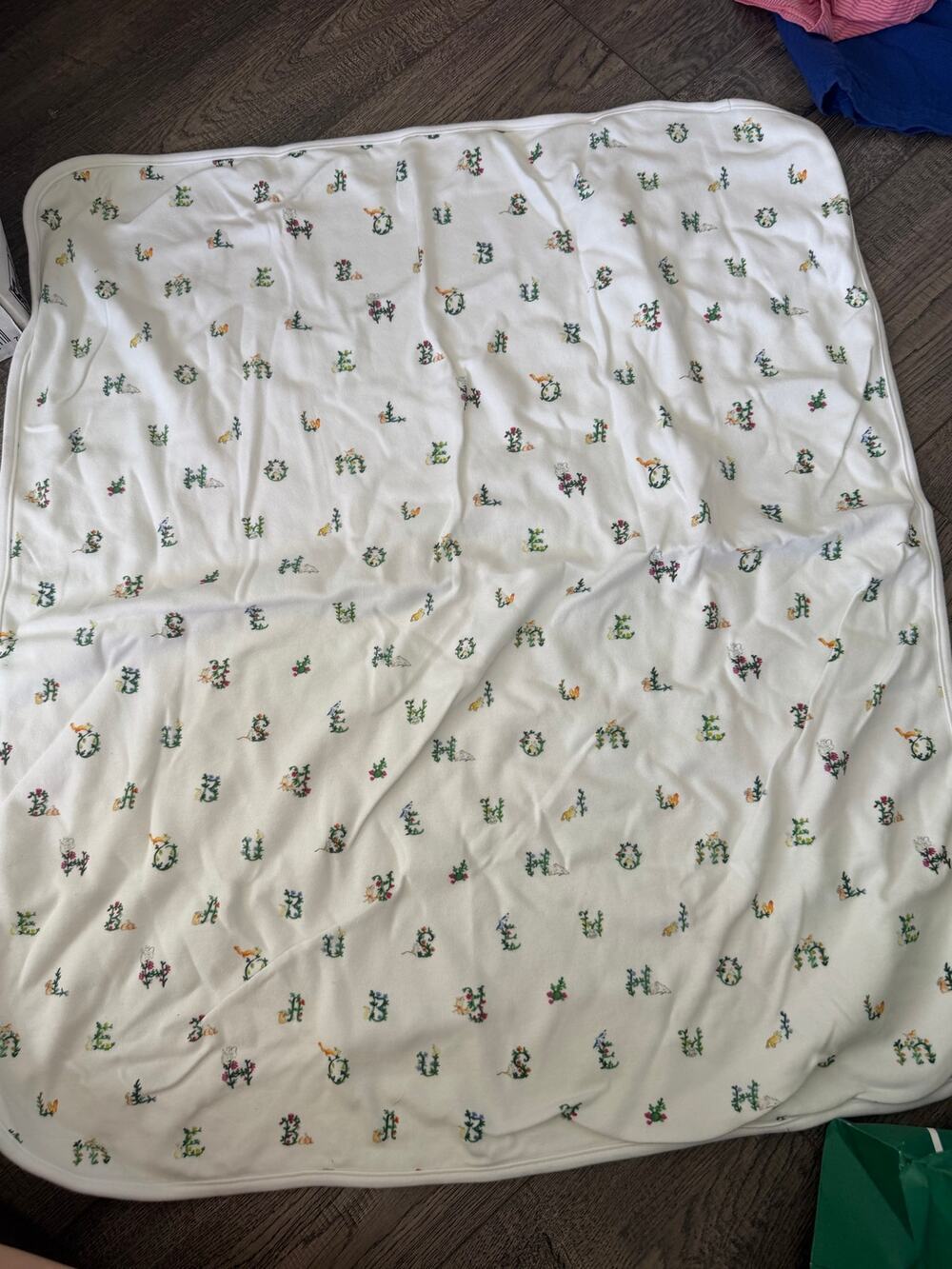 Hill House Muslin Baby Swaddle Blanket White Organic Cotton Floral Alphabet